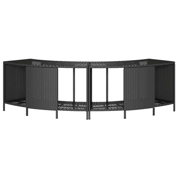 vidaXL Outdoor-Regale f&uuml;r Whirlpool 2 Stk. Schwarz Poly Rattan