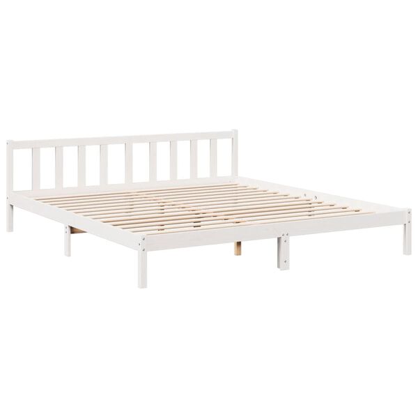 vidaXL Massivholzbett Extra Lang ohne Matratze Wei&szlig; 180x220 Kieferholz