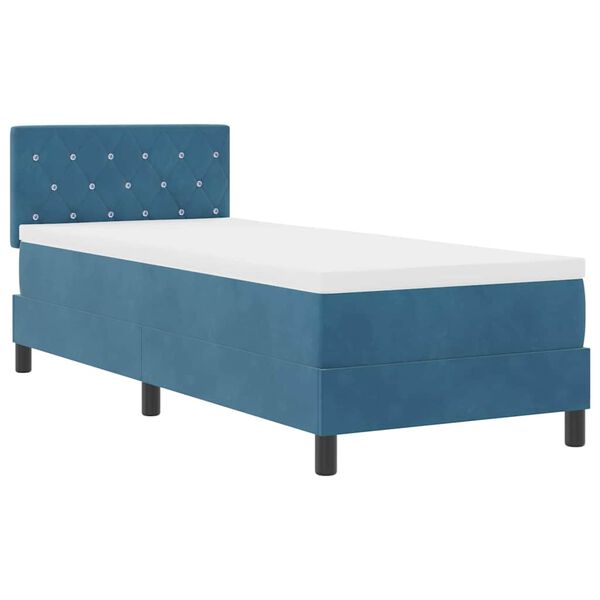 vidaXL Boxspringbett mit Matratze Dunkelblau 80 x 200 cm Samt