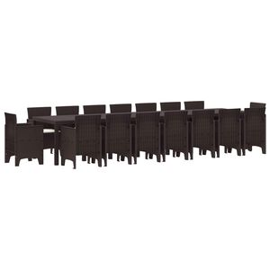 vidaXL Garten-Esszimmergarnitur mit Kissen mit Kissen 17 pcs Braun PP