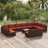 vidaXL 13-tlg. Garten-Lounge-Set mit Kissen Braun Poly Rattan