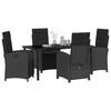 vidaXL Garten Essgruppe mit Kissen 5 pcs Schwarz Poly-Rattan