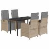 vidaXL 5-tlg. Garten-Essgruppe mit Kissen Beige Poly Rattan