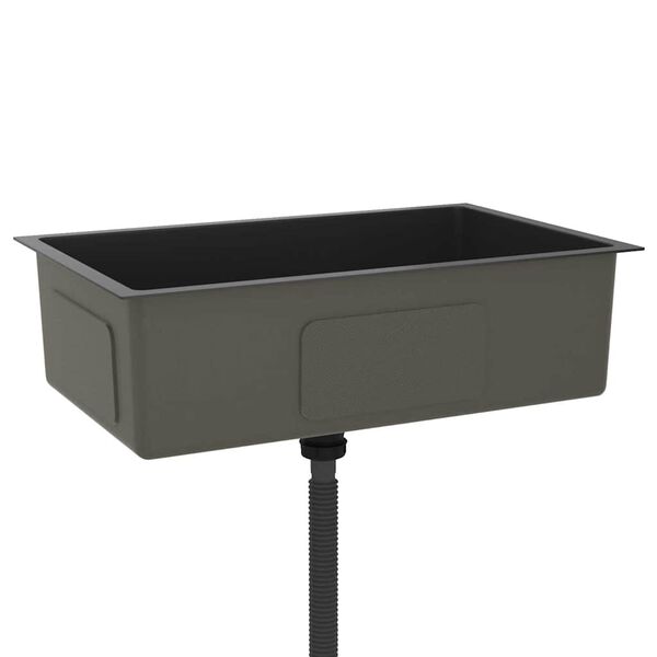 vidaXL Handgemachte Einbauspüle Schwarz Edelstahl