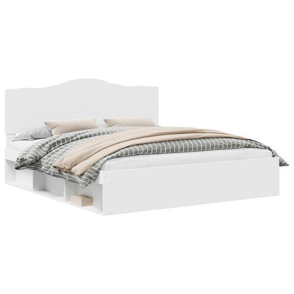 vidaXL Bettrahmen mit Kopfteil Wei&szlig; 180 x 200 cm Massives Kiefernholz