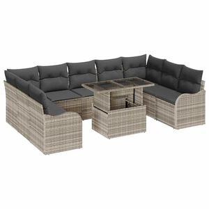 vidaXL Gartensofa-set 10 stk. Hellgrau Poly Rattan