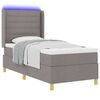vidaXL Boxspringbett mit Matratze mit LED Taupe 90 x 200 cm Stoff