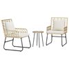 vidaXL Garten Essgruppe 3 pcs Braun und Creme Poly-Rattan, Stahl