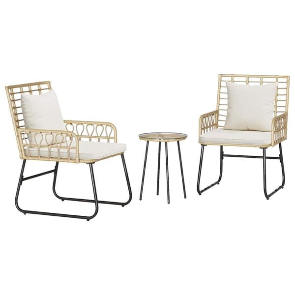 vidaXL Garten Essgruppe 3 pcs Braun und Creme Poly-Rattan, Stahl