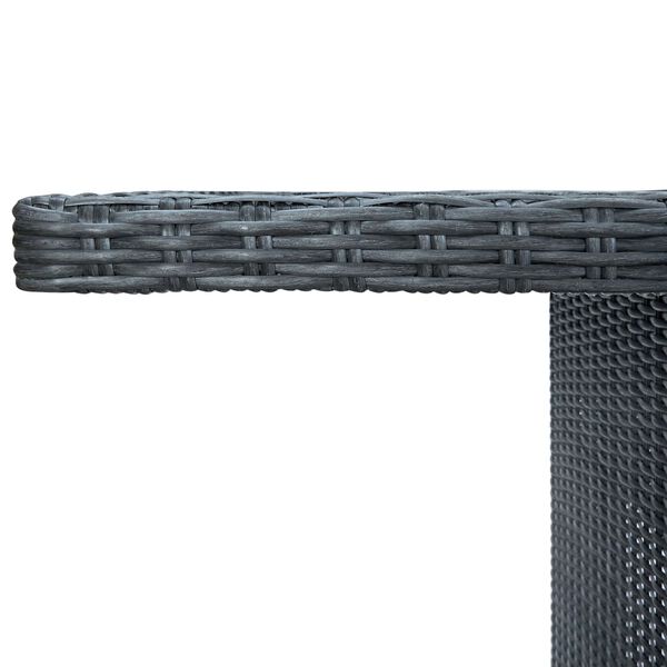 vidaXL Gartentisch Dunkelgrau Poly Rattan und Hartglas