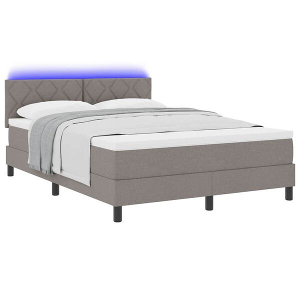 vidaXL Boxspringbett mit Matratze Taupe 140 x 200 cm Stoff