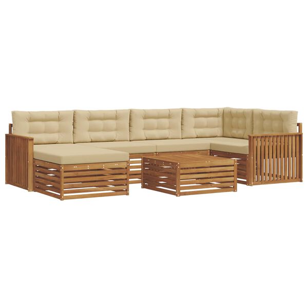 vidaXL Outdoor-Sofagarnitur mit Kissen 7 pcs Natur und Beige