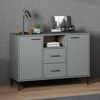 vidaXL Sideboard OSLO mit Metallbeinen Grau 113x40x77 cm Massivholz