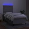 vidaXL Boxspringbett mit Matratze & LED Hellgrau 100x200 cm Stoff