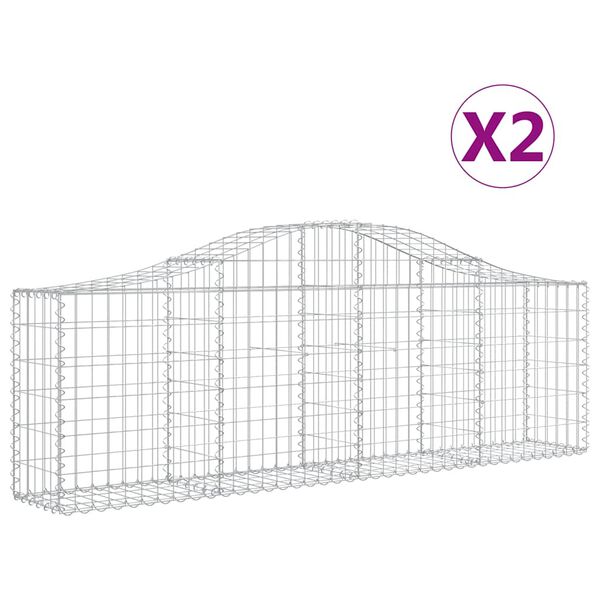 vidaXL Gabionen mit Hochbogen 2 Stk. 200x30x60/80 cm Verzinktes Eisen
