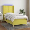 vidaXL Boxspringbett mit Matratze & LED Gr&uuml;n 90x200 cm Stoff
