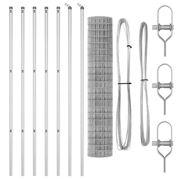 vidaXL Zaun mit Pfosten Silber 1,6 x 10 m Stahl und PVC