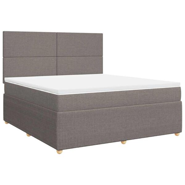 vidaXL Boxspringbett mit Matratze Taupe 180x200 cm Stoff