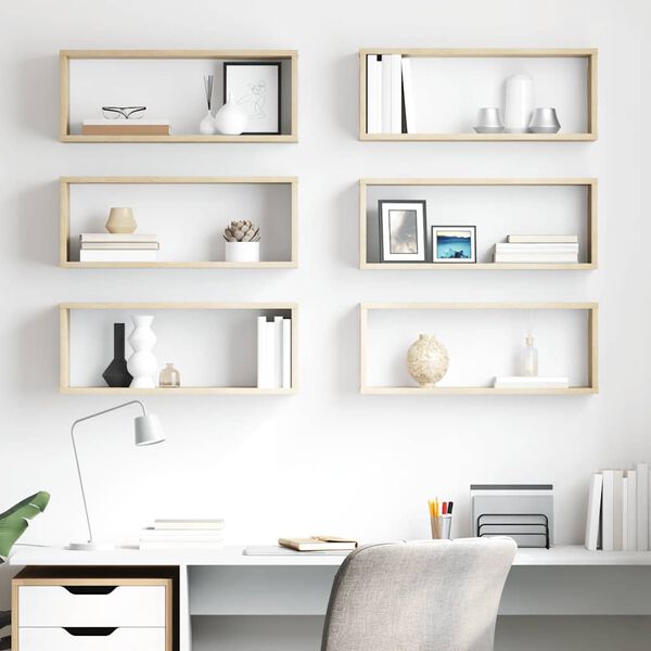 vidaXL W&uuml;rfelregale 6 Stk. Sonoma-Eiche 60x15x23 cm Holzwerkstoff