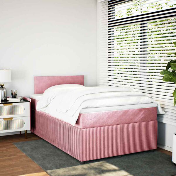vidaXL Boxspringbett mit Matratze Rosa 120x190 cm Samt