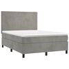 vidaXL Boxspringbett mit Matratze & LED Hellgrau 140x190 cm Samt