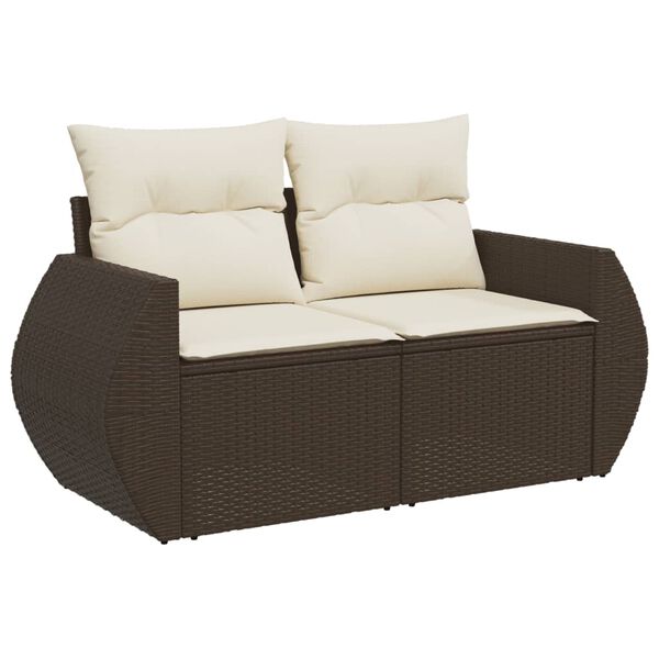vidaXL 11-tlg. Garten-Sofagarnitur mit Kissen Braun Poly Rattan