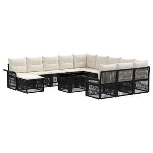 vidaXL Gartensofa-set 13 stk. Schwarz und Cremewei&szlig; Poly-Rattan