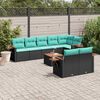 vidaXL 9-tlg. Garten-Sofagarnitur mit Kissen Schwarz Poly Rattan