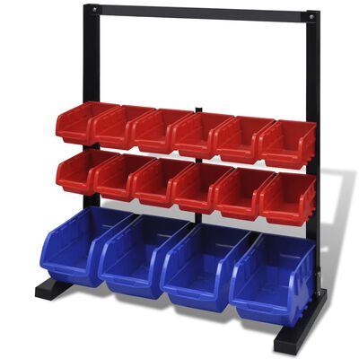 Werkstattboxen mit Ständer und Magnethalterung Blau & Rot