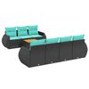 vidaXL 8-teiliges Gartensofa-Set mit Kissen, schwarzes Polyrattan