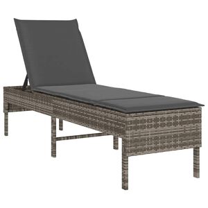 vidaXL Sonnenliege mit Auflage Grau 55x200x44 cm Poly Rattan