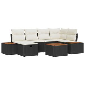 vidaXL Gartensofa-set mit Kissen 7 pcs Schwarz Poly-Rattan