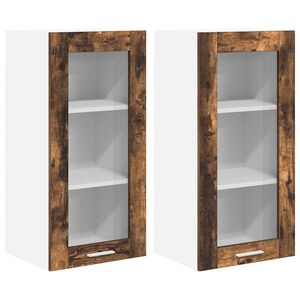 vidaXL H&auml;ngeschrank mit T&uuml;r 2 pcs Ger&auml;ucherte Eiche 40 x 31 x 80 cm