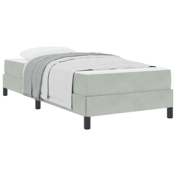 vidaXL Boxspringbett mit Matratze Hellgrau 90 x 220 cm Stoff