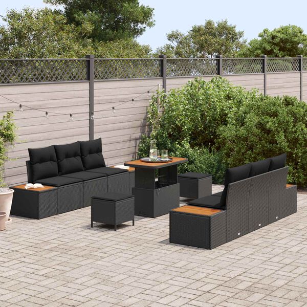 vidaXL Gartensofa-set 9 pcs Schwarz Poly-Rattan