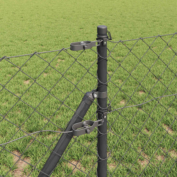 vidaXL Zaunpfosten Grau 10 x 0,6 m (60 x 60 mm Maschen) Stahl und PVC