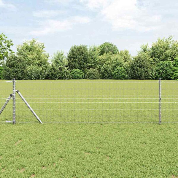 vidaXL Zaun mit Pfosten Silber 0,6 x 25 m Stahl