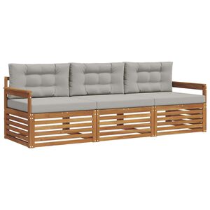 vidaXL Outdoor-Sofagarnitur 3 stk. Natur und Hellgrau