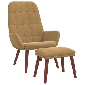 vidaXL Relaxsessel mit Hocker Braun Samt