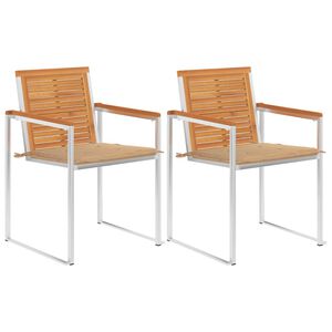 vidaXL Gartenst&uuml;hle mit Kissen 2 Stk. Massivholz Akazie und Stahl