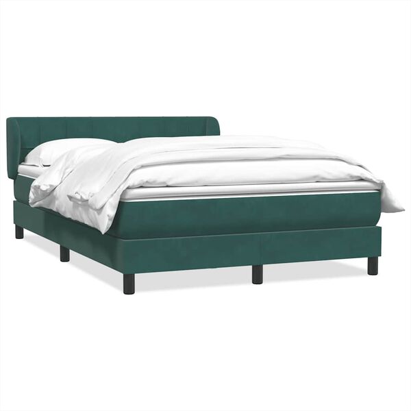 vidaXL Boxspringbett mit Matratze Dunkelgr&uuml;n 140x210 cm Samt