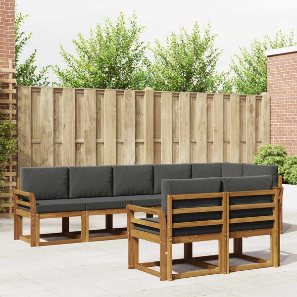 vidaXL Outdoor-Sofagarnitur mit Kissen 8 pcs Natur und Anthrazit