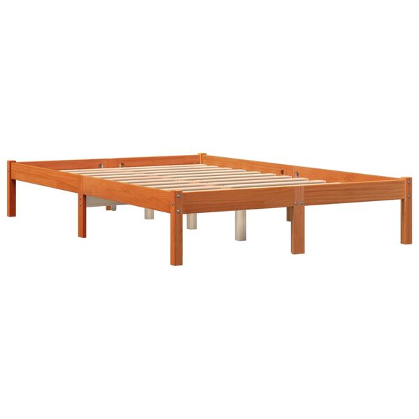 vidaXL Massivholzbett ohne Matratze Wachsbraun 120x190 cm Kiefernholz