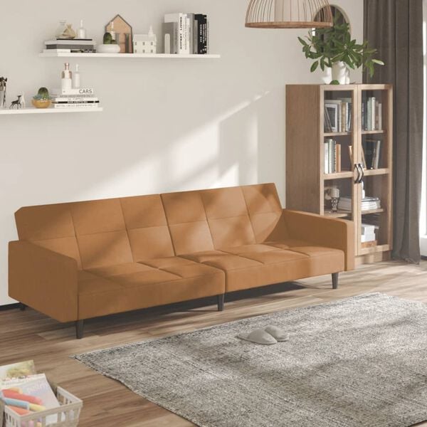 vidaXL Schlafsofa 2-Sitzer Taupe Mikrofaser