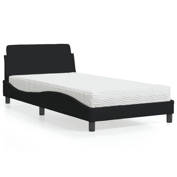 vidaXL Bett mit Matratze "Dover" Schwarz 100x200 cm Stoff