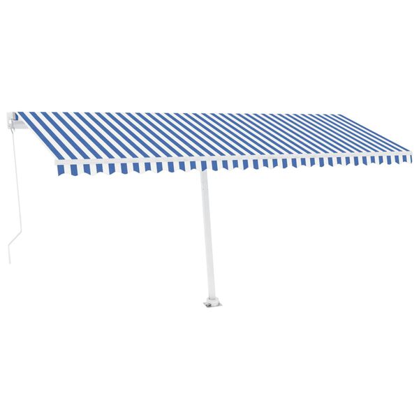 vidaXL Standmarkise Manuell Einziehbar 500x300 cm Blau/Wei&szlig;