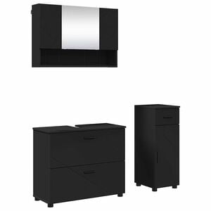 vidaXL Badezimmerm&ouml;bel-Set 3 stk. Schwarz 76,5 x 35 x 64 cm