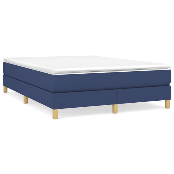 vidaXL Boxspringbett mit Matratze Blau 140x200 cm Stoff