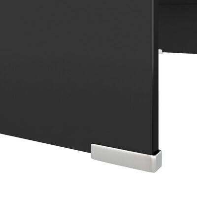 vidaXL TV-Tisch/Bildschirmerhöhung Glas Schwarz 70x30x13 cm