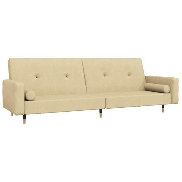 vidaXL Schlafsofa 2-Sitzer mit 2 Kissen Creme Samt